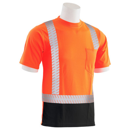 Erb Safety Shrt Slv T-Shirt, Brdseye Msh, Class2, 9006SBSEG, Hi-Viz Orng/Blk, 4XL 62293